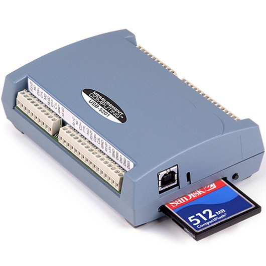 USB-5201- Registrador de 8 canales de termopar que almacena los datos de temperatura en la tarjeta de memoria Compact Flash