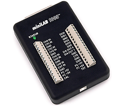miniLAB 1008 Tarjeta USB con 8 entradas y dos salidas analogas de voltaje (frecuencia de muestreo de 50S/s), 28 entradas,salidas digitales, una entrada de contador.