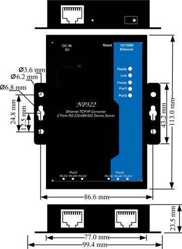 LBNP16322: 2 Ports RS232 to Ethernet converter