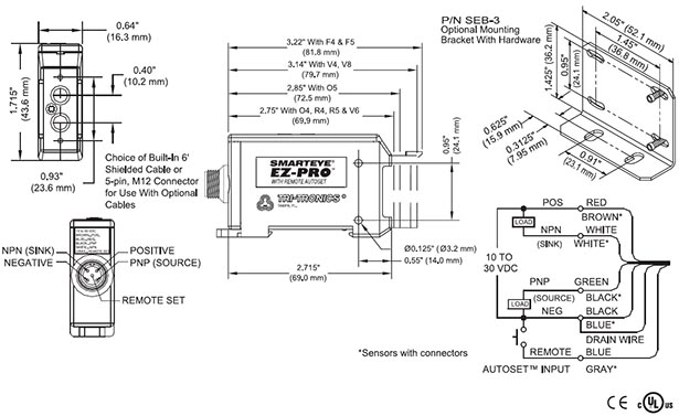Sensores de contraste fotoeléctricos Tri-tronics EZPIX102F4