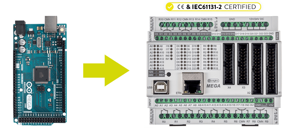 Controllino al ser un PLC basado en el ecosistema Arduino se programa en básicamente C++ 