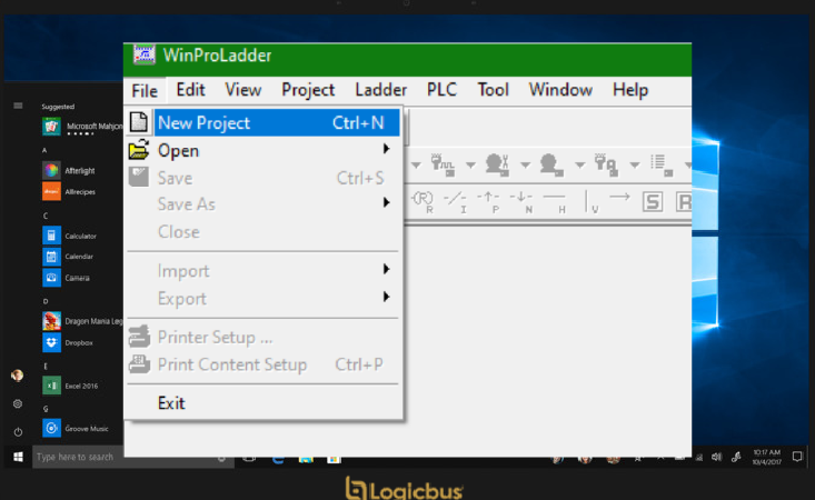 Haz click en "New Proyect" una vez abierto Winproladder