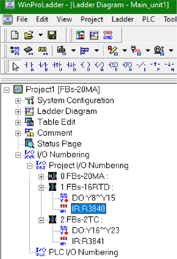 Entradas y Salidas digitales en el Project Tree