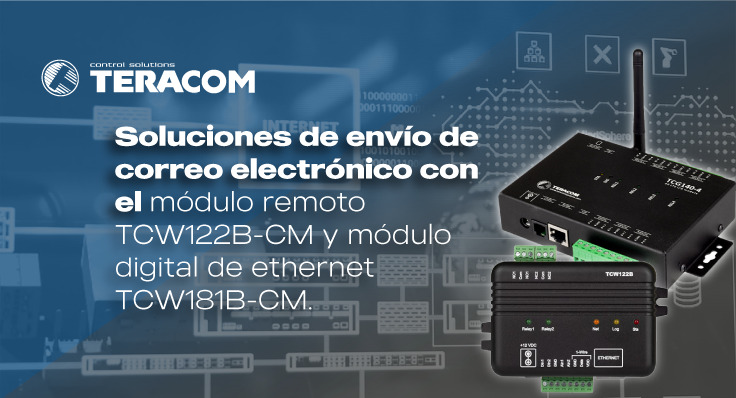 Soluciones de envío de correo electrónico para módulos remotos para TCW122B-CM y módulo digital de ethernet TCW181B-CM.