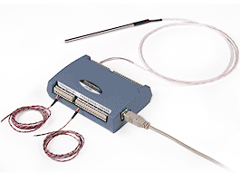 USB-TEMP- Tarjeta con 8 canales de adquisición de temperatura vía USB, soporta hasta 4 tipos de sensores