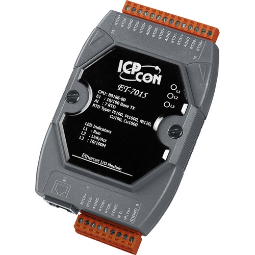 ET-7015: Módulo de 7 Canales de Entrada RTD con 3 Cables de Eliminación de la Resistencia del Conductor