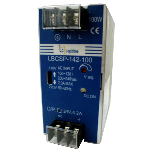 LBCSP-142-100-24: Fuente de poder 24V/4.2A/ dimensiones 100mm X 83mm X 49mm/ montaje en riel DIN/ voltaje de entrada 115Vac o 230Vac LBCSP-142-100-24: Fuente de poder 24V/4.2A/ dimensiones 100mm X 83mm X 49mm/ montaje en riel DIN/ voltaje de entrada 115Vac o 230Vac
