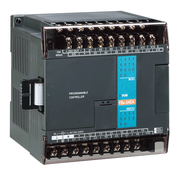 FBs-24EA: PLC con 24 variables de E/S: 14 entradas digitales y 10 salidas de relevador