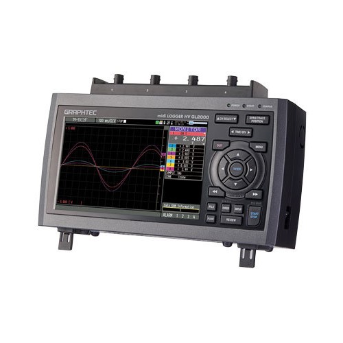 GL2000 - Registrador de datos de alto voltaje con clasificación CAT III con pantalla de color de 7.0 pulg, con 4 canales, 4GB de memoria flash incorporada, 4MB / CH RAM, 1MS / s como máximo para todos los 4 canales simultáneos, interfaz de PC Ethernet / USB, 16 bits resolución, Max 600Vrms / 850Vp-p.