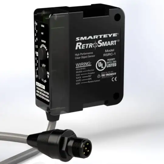 Sensor RETROSMART para detección de objetos transparentes y vidrio